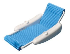 66" White And Blue Rippled Float Sunchaser Swimming Pool Lounge Chair