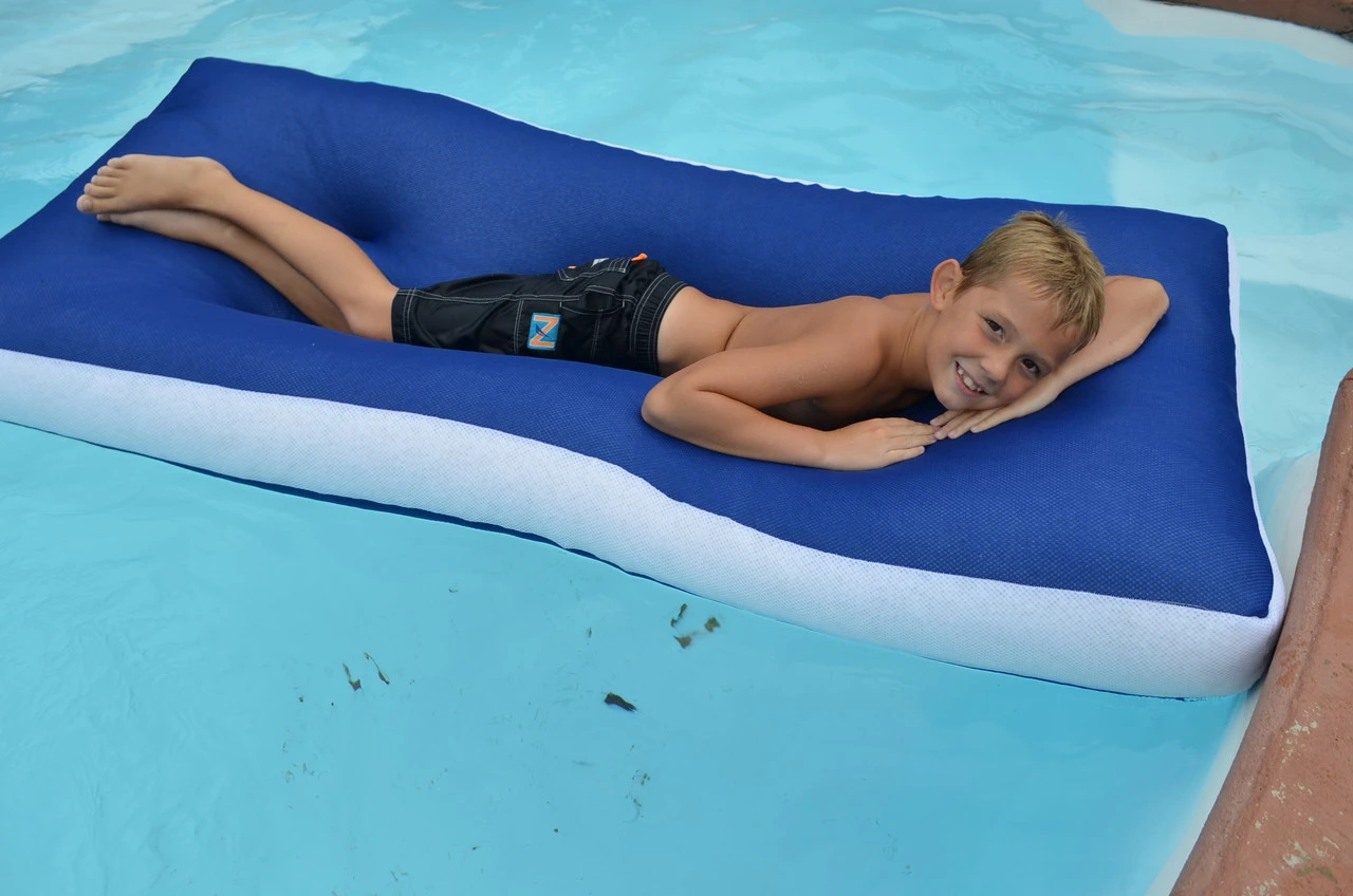 68" Sky Aqua Cloud- Blue Oversized Floating Mattress 2 68" Sky Aqua Cloud- Blue Oversized Floating Mattress - Image 2