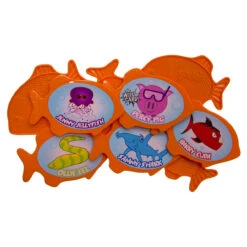 5" Orange And Blue 9 Character Go Fish Swimming Pool Dive Game