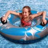 50" Blue, Gray And White Giant Inflatable Swimming Pool Hurricane Sport Inner Tube