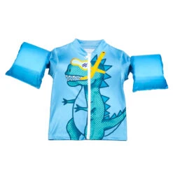 18-Inch Light Blue Boys Swim Shirt "Rawr" Floaties With A Dinosaur