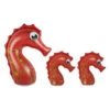 Set Of 3 Inflatable Orange And Black Seahorse Family Pool Floats, 36-Inch