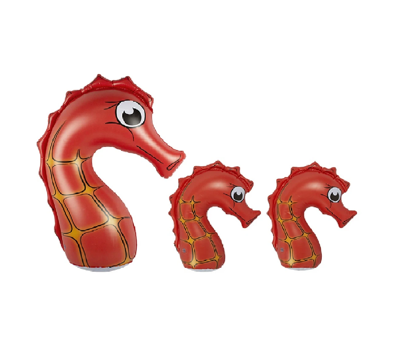 Set Of 3 Inflatable Orange And Black Seahorse Family Pool Floats, 36-Inch 1 Set Of 3 Inflatable Orange And Black Seahorse Family Pool Floats, 36-Inch