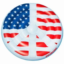 Red And Blue Stars, Stripes, Peace Sign Swimming Pool Float, 60-Inch