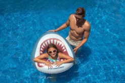 38" White And Gray Inflatable Kids Shark Mouth Pool Ring -Aqua Play Land Zone 9020420shark20ring20girl20model20highres 27906.1667680763