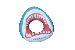 38" White And Gray Inflatable Kids Shark Mouth Pool Ring