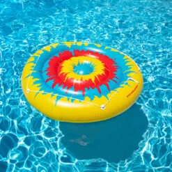 72" Inflatable Multicolor Tie Dye Circular Swimming Pool Float -Aqua Play Land Zone 9050220tiedye20island20io 29356.1683905778