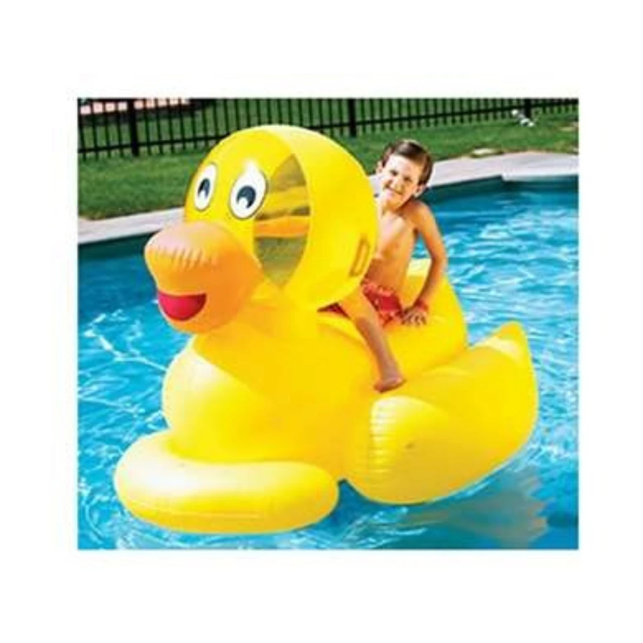 Inflatable Yellow And Orange Giant Ducky Swimming Pool Float Toy - 60" 1 Inflatable Yellow And Orange Giant Ducky Swimming Pool Float Toy - 60"