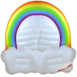 Inflatable Rainbow And Clouds Swimming Pool Float Island, 68-Inch