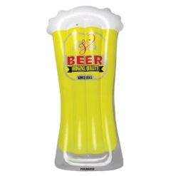 72" O’ Beer Inflatable Yellow And White Swimming Pool Mattress