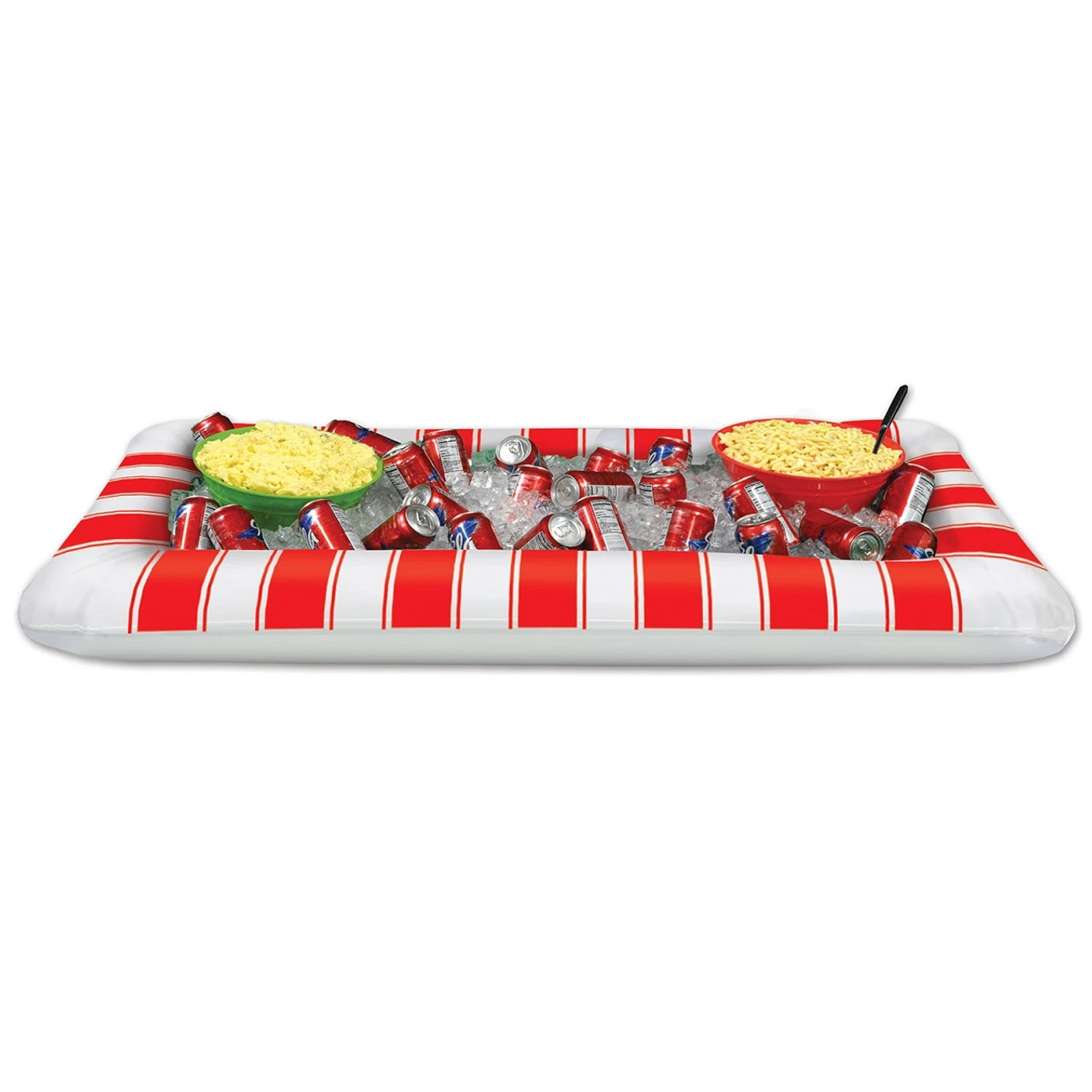Pack Of 6 Red And White Striped Inflatable Outdoor Buffet Coolers 53.75" 1 Pack Of 6 Red And White Striped Inflatable Outdoor Buffet Coolers 53.75"