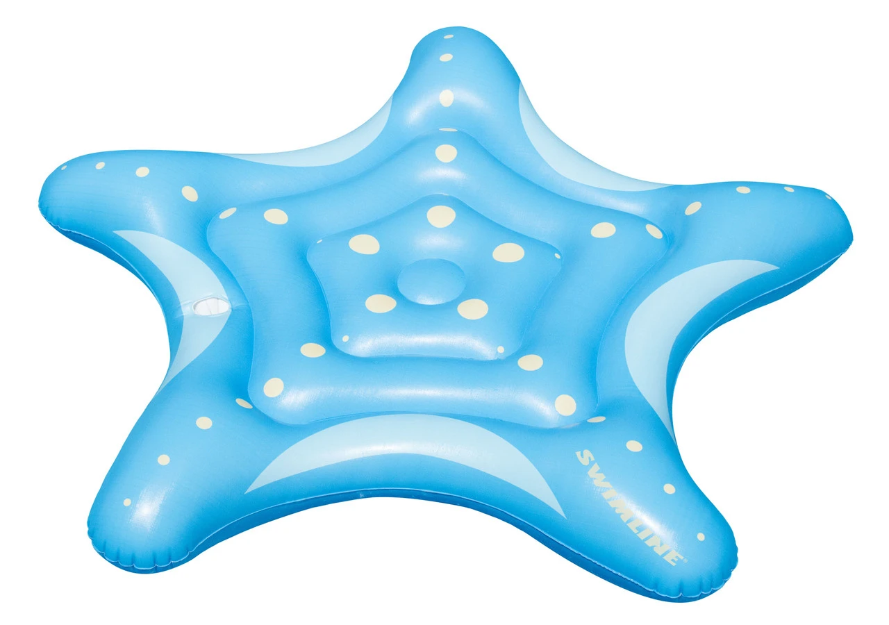 Inflatable Blue Starfish With Polka Dots Island Lounge Pool Float, 66.5-Inch 1 Inflatable Blue Starfish With Polka Dots Island Lounge Pool Float, 66.5-Inch