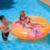 71" Inflatable Orange Hawaiian Jumbo Swimming Pool Raft