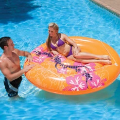 71" Inflatable Orange Hawaiian Jumbo Swimming Pool Raft