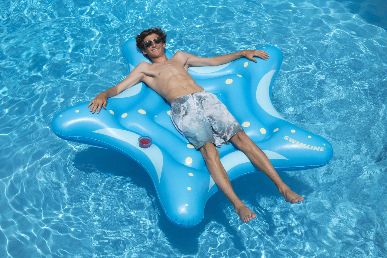 Inflatable Blue Starfish With Polka Dots Island Lounge Pool Float, 66.5-Inch 4 Inflatable Blue Starfish With Polka Dots Island Lounge Pool Float, 66.5-Inch - Image 4