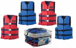 Set Of 4 Blue And Red Adult General Purpose Vests With Carrying Cases