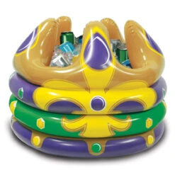 Pack Of 6 Inflatable Green And Purple Mardi Gras Crown Drink Cooler 24"