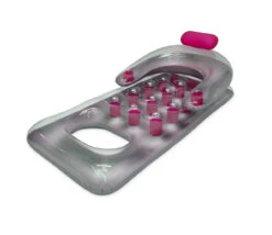 66" Inflatable Pink And Silver French Pocket Swimming Pool Lounger