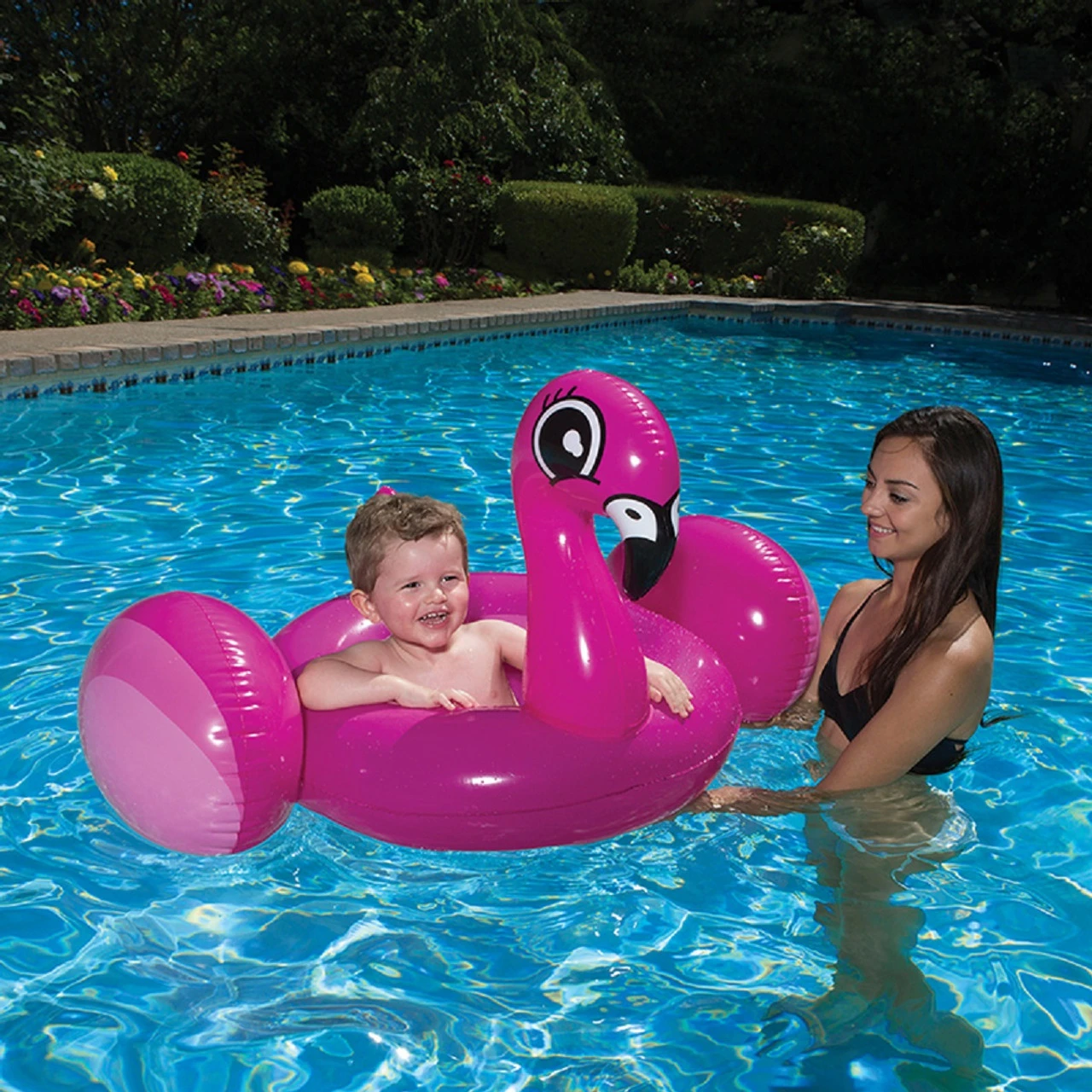30" Inflatable Pink Flamingo Pre Swimmer Baby Rider Swimming Pool Float 2 30" Inflatable Pink Flamingo Pre Swimmer Baby Rider Swimming Pool Float - Image 2