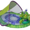 36" Inflatable Green And Violet Dragon Swimming Pool Baby Spring Float With Sun Canopy