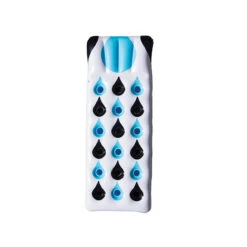 Inflatable White And Sky Blue Tear Drop Design Water Or Swimming Pool Mattress Lounge, 74-Inch