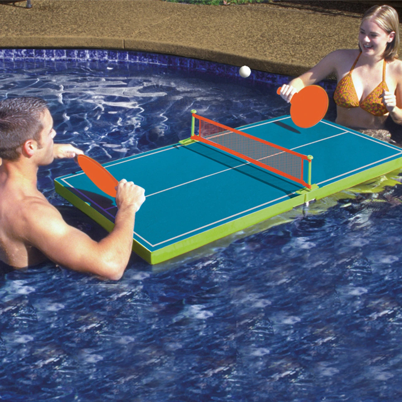54" Blue And Orange Floating Ping-Pong Table Swimming Pool Game 2 54" Blue And Orange Floating Ping-Pong Table Swimming Pool Game - Image 2
