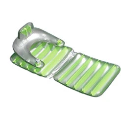 74" Silver And Light Green Inflatable Swimming Pool Folding Lounge Chair Float