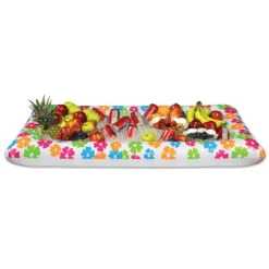 Pack Of 6 White And Orange Inflatable Tropical Luau Themed Buffet Coolers 53.75"