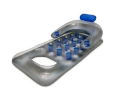 66" Inflatable Blue And Silver French Pocket Swimming Pool Lounger