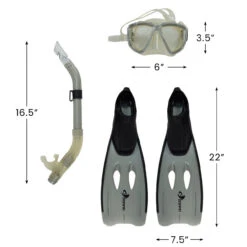 22" Gray Kona Adult Pro Silicone Swimming Pool Scuba Or Snorkeling Set - Medium -Aqua Play Land Zone lasaqe8ukind5vheklovaebocr37bjxd 96302.1667641229