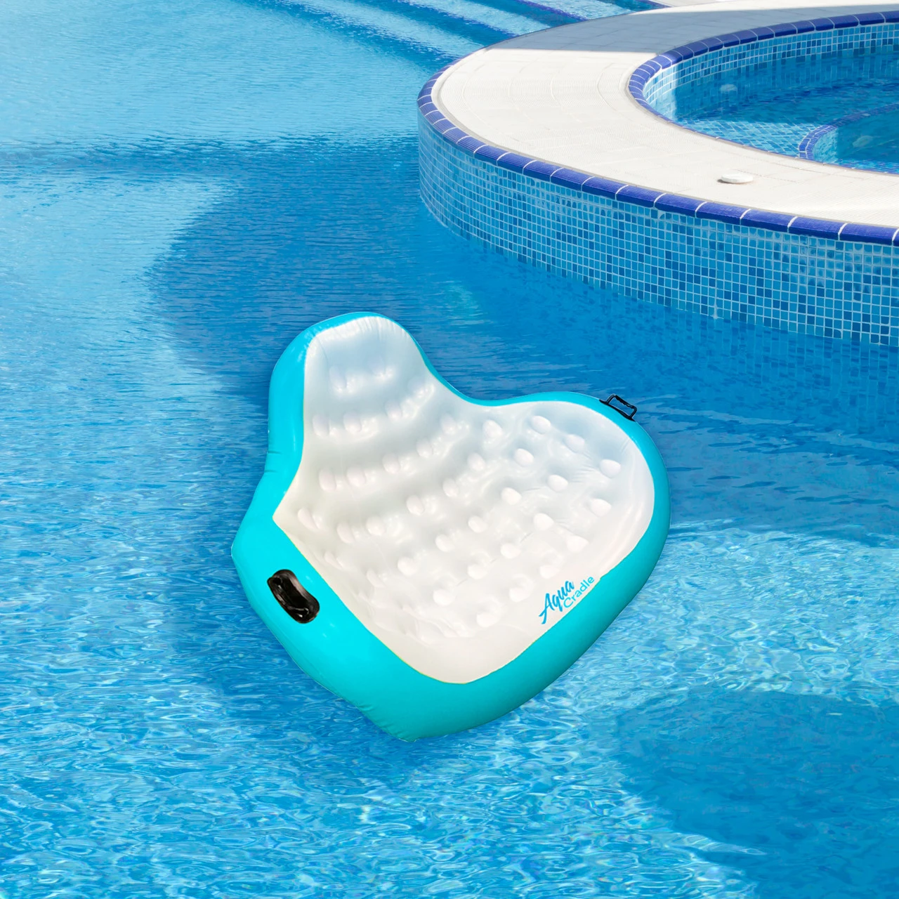 Inflatable Blue And White Aqua Cradle 2-Person Swimming Pool Float, 66-Inch 2 Inflatable Blue And White Aqua Cradle 2-Person Swimming Pool Float, 66-Inch - Image 2