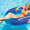 Inflatable Swimming Pool Blue Transparent Super Graphic Lounging Ring Seat Ages 4 And Up 48"