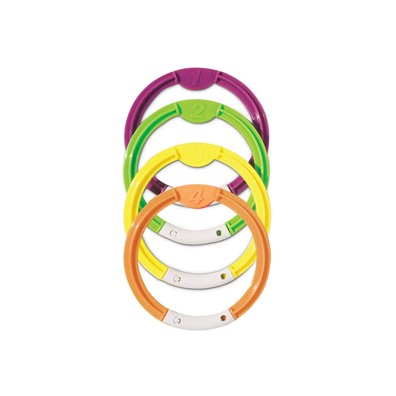 Set Of 4 Vibrantly Colored Swimming Pool Dive Rings 6.25" 1 Set Of 4 Vibrantly Colored Swimming Pool Dive Rings 6.25"