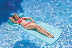 74" Icy Blue Floating Foam Swimming Pool Mattress Lounger With Head Rest