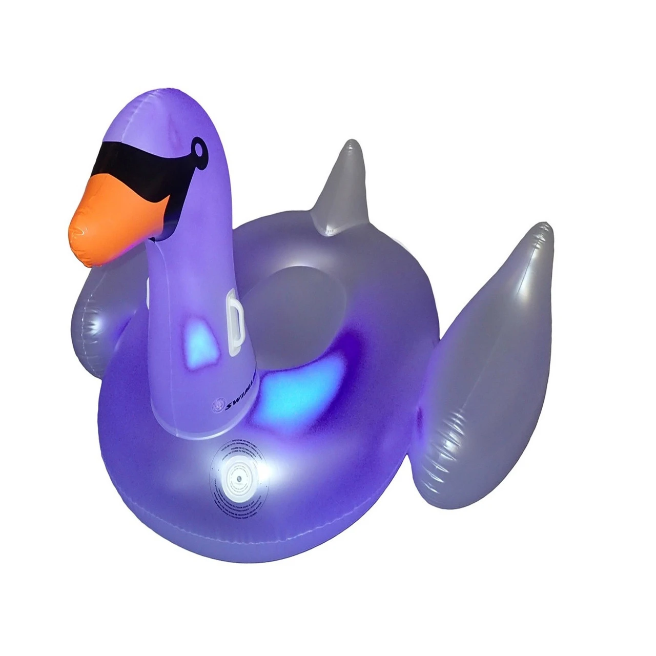 75" Inflatable LED Lighted Color Changing Swimming Pool Ride-On Swan Float Lounger 5 75" Inflatable LED Lighted Color Changing Swimming Pool Ride-On Swan Float Lounger - Image 5