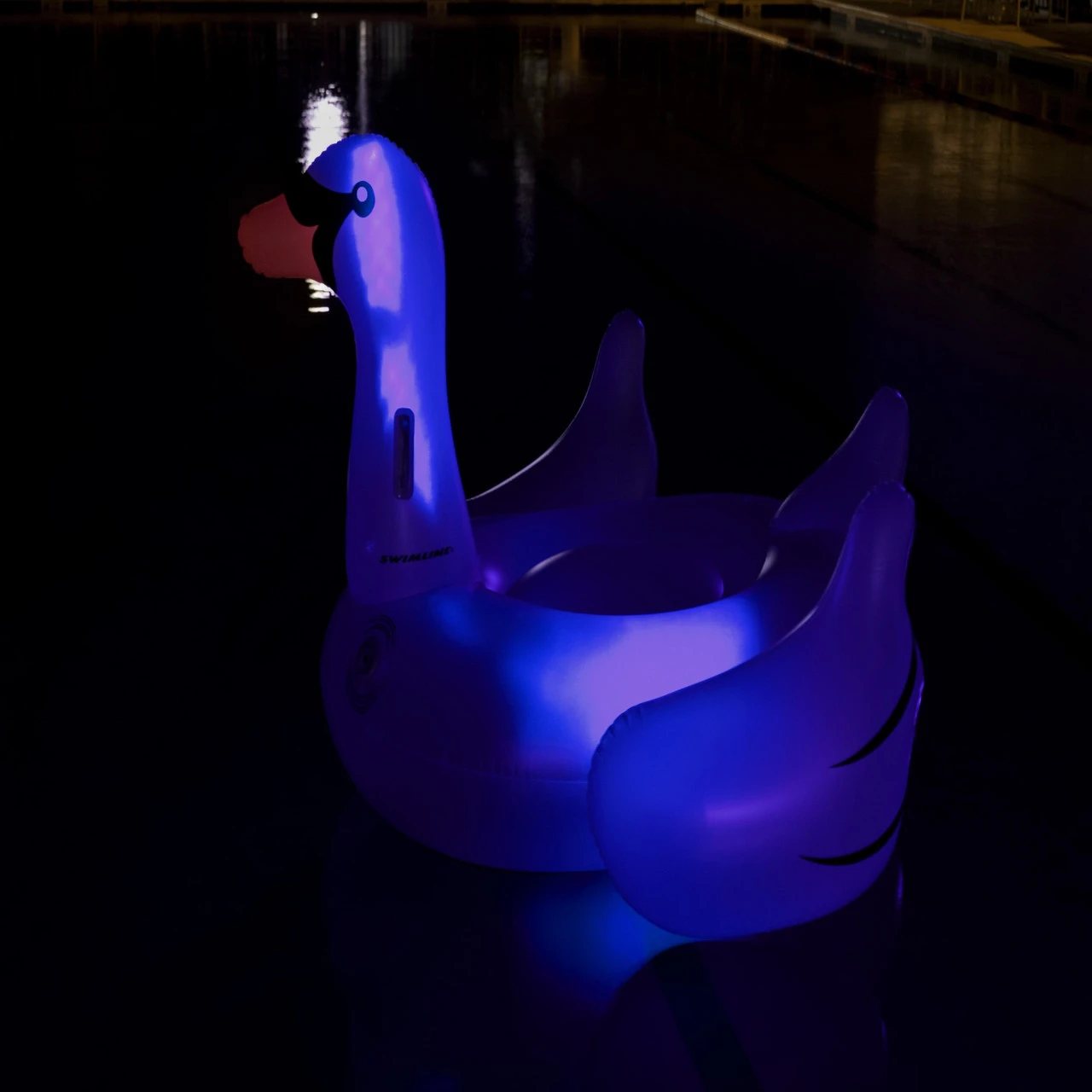 75" Inflatable LED Lighted Color Changing Swimming Pool Ride-On Swan Float Lounger 4 75" Inflatable LED Lighted Color Changing Swimming Pool Ride-On Swan Float Lounger - Image 4
