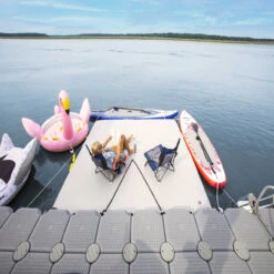 10-FT Inflatable White And Yellow Private Solstice Drop Stitch Lake Dock -Aqua Play Land Zone pabjdrxjyevkuw4cl8sibtqv28iixuzv 06264.1667595703