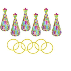 Set Of 6 Over-Sized Inflatable Birthday Party Hat Ring Toss Swimming Pool Game 17"