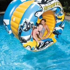 60" Yellow And Blue Inflatable Aqua Fun Rock And Roller Swimming Pool Toy -Aqua Play Land Zone pool 86150 3 22290.1667616303