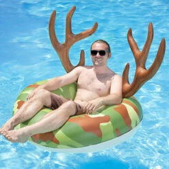 48" Camouflage Inflatable Inner Tube Ring Float With Antlers -Aqua Play Land Zone pool 87168 3 43207.1667516858
