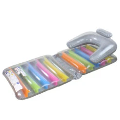 Inflatable Gray Folding Swimming Pool Chaise Lounge, 75-Inch