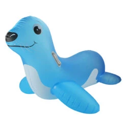 46" Inflatable Blue Sea Lion Ride On Pool Float With Handles