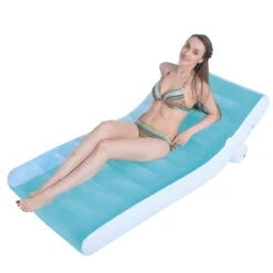 66.5" Blue And White Inflatable Pool Lounger Float