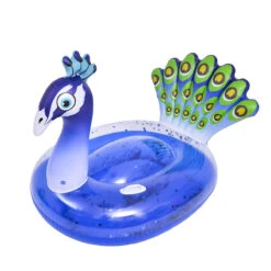 57" Inflatable Purple And Green Peacock Swimming Pool Float