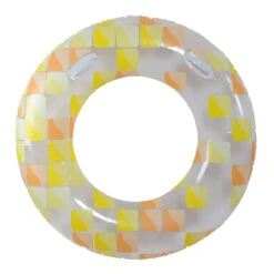 Inflatable Yellow And Orange Mosaic Swimming Pool Ring Float, 47-Inch