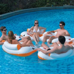 Inflatable Orange And White River Land Two Swimming Pool Sofa, 85-Inch -Aqua Play Land Zone poolcentral jl 27308 2 39718.1667514325