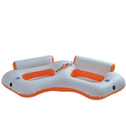 Inflatable Orange And White River Land Two Swimming Pool Sofa, 85-Inch