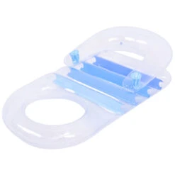59" Blue Transparent Inflatable Pool Lounger With Cup Holders