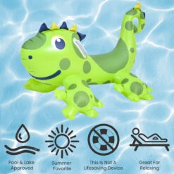 46.5" Inflatable Green Spotted Dinosaur Ride-On Pool Float -Aqua Play Land Zone poolcentral jl 35001 04 52414.1686005927