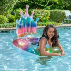 43" Rainbow Glitter Tiara Swimming Pool Inflatable Inner Tube -Aqua Play Land Zone poolmaster 87171 5 58473.1667510635